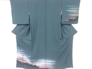 未使用品　仕立て上がり　満月に寺院模様訪問着